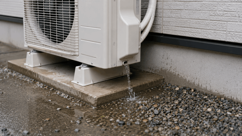 室外機から水が出ている様子