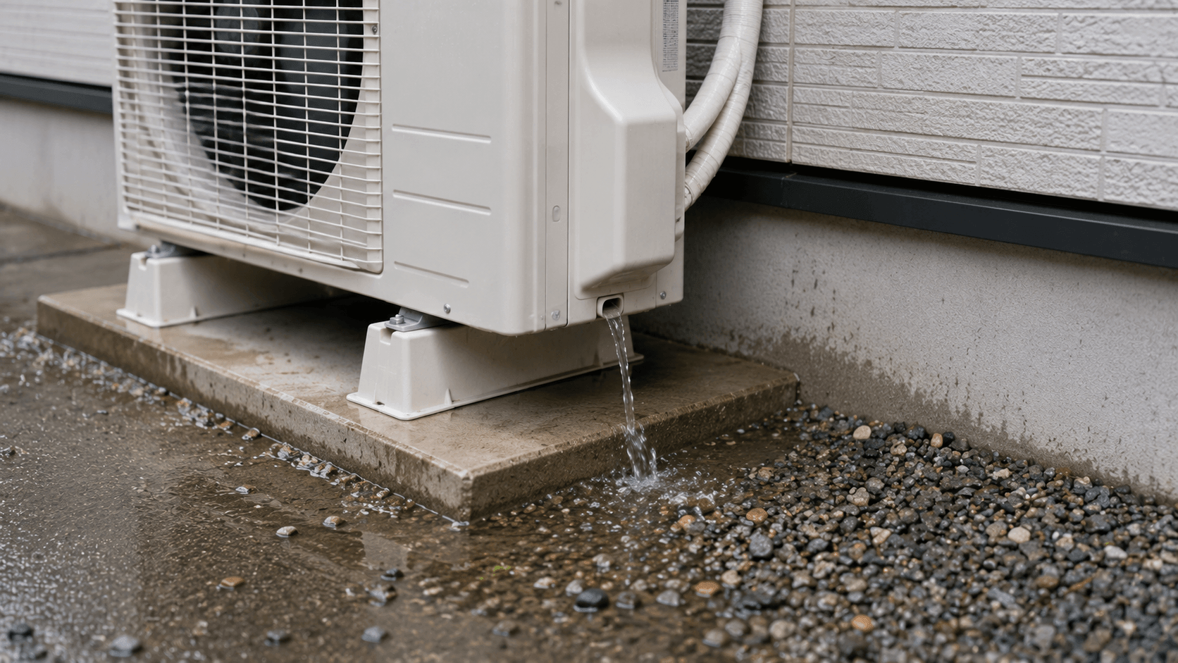 室外機から水が出ている様子